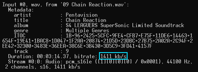 A screenshot of the spectrum of a WAV audio file in Spek.