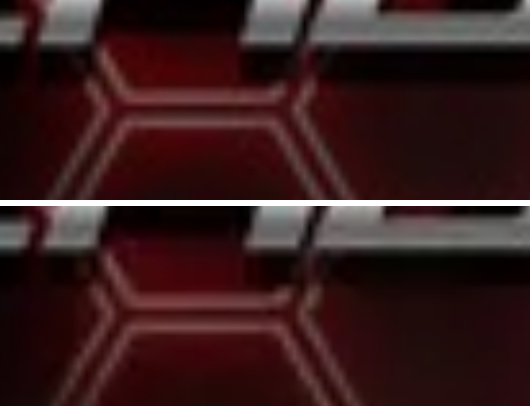 Side by side comparison of portion of the logos that feature the bottom part of the text that has a shadow.