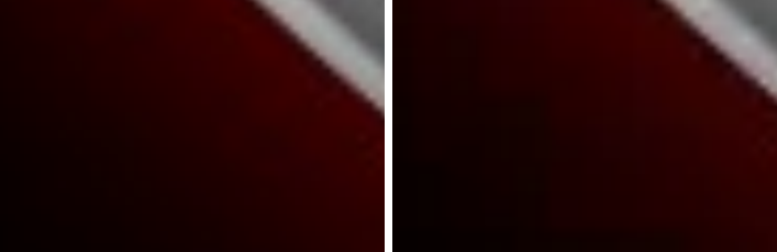 Side by side comparison of portion of the logos that feature the glowing effect.
