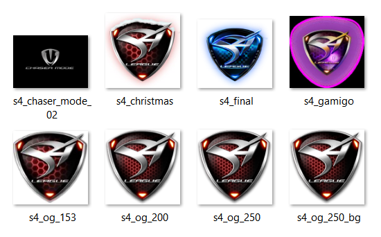 Screenshot of the folder containing S4 League logos where you can see file names.