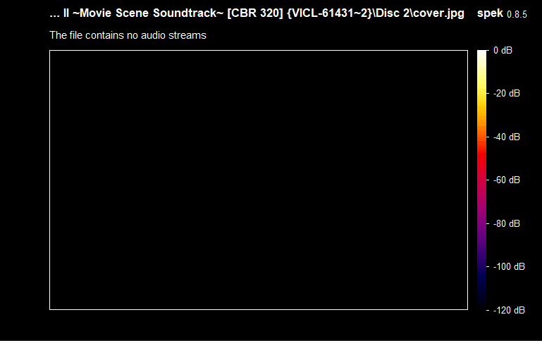 A GIF animation with the spectrum of 320 kbps MP3 audio files being shown one after the other in Spek.