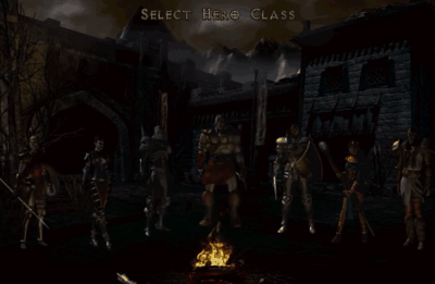 Diablo 2 character selection screen.