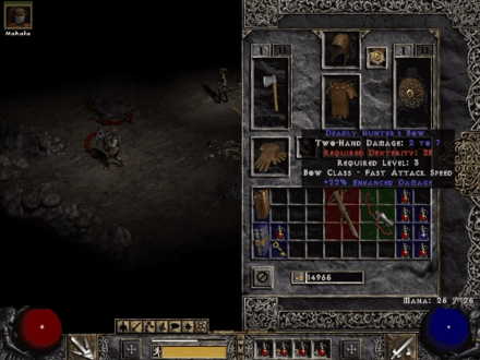 An animated GIF showing an in-game interface of Diablo 2.